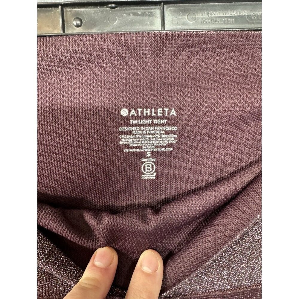 Athleta Leggings Womens Small Purple Twilight Tight Glitter Pants Yoga Running - Picture 4 of 7